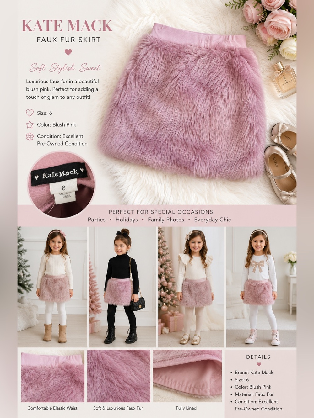 Kate Mack Mauve Pink Girls Skirt